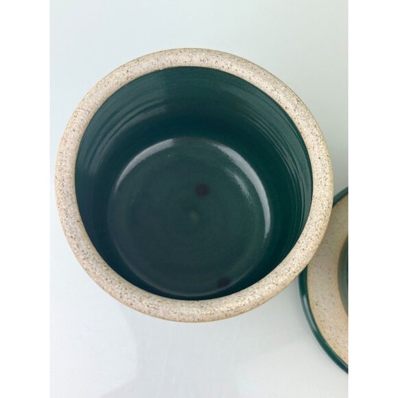 Studio Art Pottery Butter Keeper Crock w/ Lid Green Artist Signed Sun Valley, ID - Picture 15 of 16